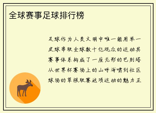 全球赛事足球排行榜